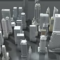 Modern Office Buildings In Urban Skyline With Diverse Architectural Styles