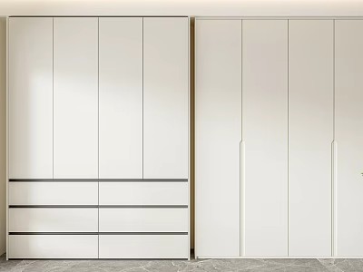 Modern White Wardrobe With Sleek Doors Multiple Drawers And Clean Lines Design 3d model