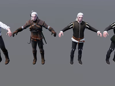 Game Film Character Design With Multiple Costume Variations And 3d model