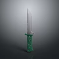 Outdoor Tactical Knife Featuring Silver Serrated Blade And Green Ergonomic Handle