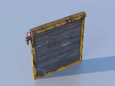 Rusty Metal Radiator With Yellow Frame Gray Body And Attached Cables 3d model