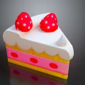 Delicious Layered Cake With Pink Yellow Layers And Red Strawberries On Top