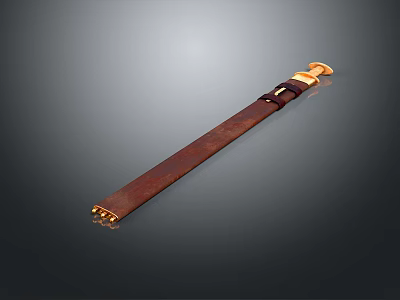 Handcrafted Vintage Weapon With Brown Leather Handle And Sharp Metal Blade Design 3d model
