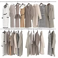 Women's Elegant Clothes Hanging on Racks with Various Styles and Neutral Tones