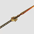 Ornate Golden Red Sword With Intricate Hilt Design And Shiny Decorative Blade