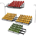 Colorful Tiered Stadium Bleacher Seats in Red Yellow Green with Metal Frame