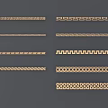Golden Carved Lines With Various Intricate Patterns For Decorative Designs 3d model