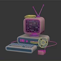 Vintage Computer Setup With Monitor Antenna Keyboard Mouse And Text