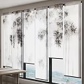 Light Filtering Bamboo Pattern Sheer Curtains For Elegant Living Room Window Decor 3d model