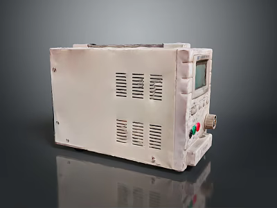 White Industrial Electronic Device With Digital Display Control Knobs and Ventilation Grilles 3d model