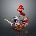 Fantasy Game Movie Characters Featuring Knight Mage And Monster On Wooden Cart