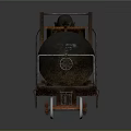 Rusty Tank Car With Metal Ladder Wheels And Industrial Markings