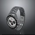 Stainless Steel Watch With Blue Strap Silver Case Black Dial Red Hands And White Markers
