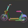 Modern Blue Electric Bike With Wooden Seat Gray Frame Black Tires And Reflection Design