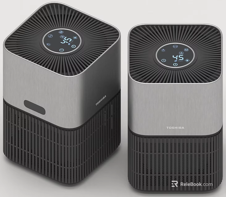 Toshiba Modern Air Purifiers With Digital Display Sleek Metal Design And Temperature Humidity Control 3d model 