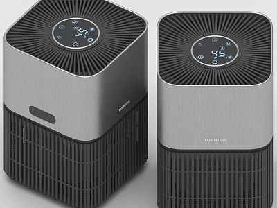 Toshiba Modern Air Purifiers With Digital Display Sleek Metal Design And Temperature Humidity Control 3d model