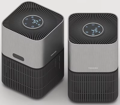 Toshiba Modern Air Purifiers With Digital Display Sleek Metal Design And Temperature Humidity Control 3d model