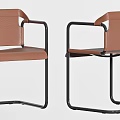 Modern Leisure Chairs With Metal Frame Leather Seats And Two Tone Brown Black Design