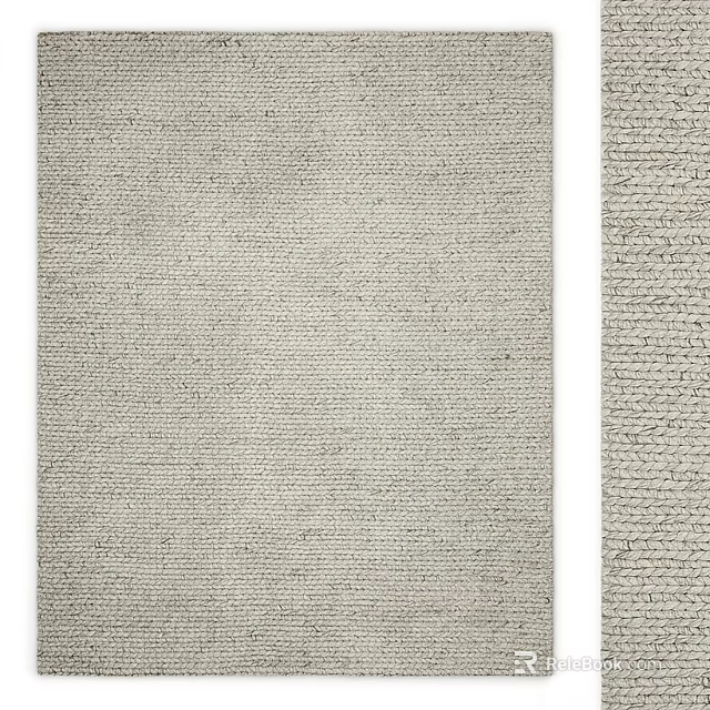 Light Gray Square Rug With Soft Woven Texture For Modern Living Space 3d model