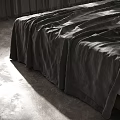 Modern Bedroom Interior With Large Abstract Painting Bed Pillows Curtains And Wooden Floor