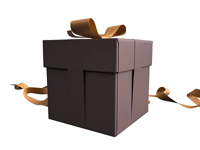 Dark Brown Gift Box With Gold Ribbon And Decorative Bow For Daily Living Essentials 3d model