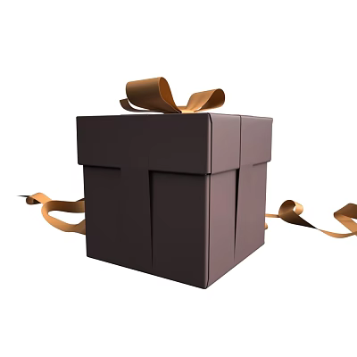 Dark Brown Gift Box With Gold Ribbon And Decorative Bow For Daily Living Essentials 3d model