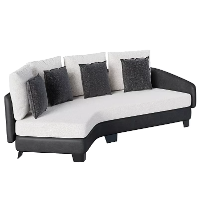 Modern Two Seater Sofa With White Upholstery Black Frame And Decorative Cushions 3d model