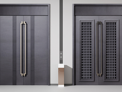 New Chinese style double door entrance door alloy door model