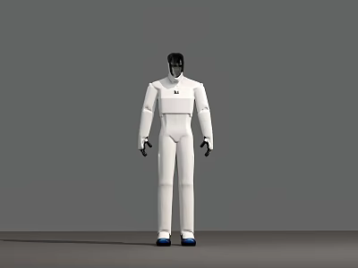 Smart Humanoid Robot With White Body Black Head And Blue Feet 3d model