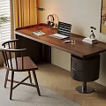 Quiet Ancient Style Desk and Chair Solid Wood Computer Desk and Chair Solid Wood Single Chair Writing Desk Learning Desk and Chair Office Desk and Chair Finished Desk Computer Decoration Combination 3d model