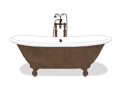 Vintage Bathtub Design With Brass Faucet White Interior And Clawfoot Base 3d model