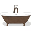 Vintage Bathtub Design With Brass Faucet White Interior And Clawfoot Base
