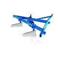 Blue Agricultural Plow With Metal Frame And White Blades For Farming Use
