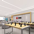 Huawei Authorized Digital Store Interior With Mobile Phones On Wooden Display Tables And Bright Lighting