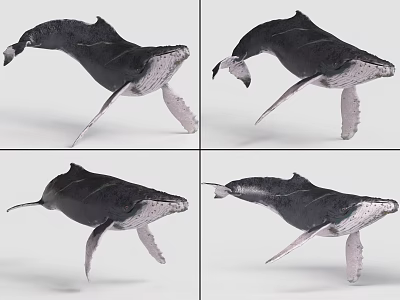 Detailed 3D Models of Aquatic Animal Whale in Various Swimming Poses 3d model