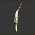 Stylized 3D Decorative Creature With Green Leafy Appendages Pink Fins And White Body