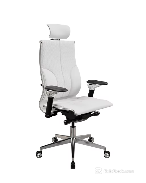 White Ergonomic Office Chair With Adjustable Arms Swivel Base And Comfortable Design 3d model 