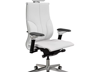 White Ergonomic Office Chair With Adjustable Arms Swivel Base And Comfortable Design 3d model
