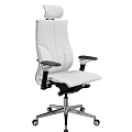 White Ergonomic Office Chair With Adjustable Arms Swivel Base And Comfortable Design