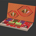 Open Red Cosmetic Gift Box With Lip Shaped Holders And Arranged Lipstick Tubes