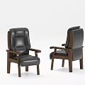 Ergonomic Black Leather Office Chairs Design With Wooden Armrests And Legs