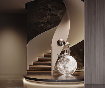 Modern revolving staircase stairwell 3d model