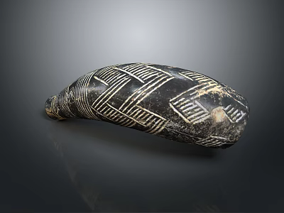 Handcrafted Stone Wood Decorative Piece With Intricate Geometric Surface Patterns 3d model
