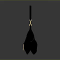 Stylish Black Curved Handbag With Long Strap And Gold Metal Fittings