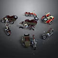 Vintage Classic Motorcycle Models Collection With Sidecar Various Colors And Detailed Designs
