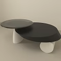 Modern Minimalist Coffee Table With Black Round Top And White Cylindrical Base 3d model