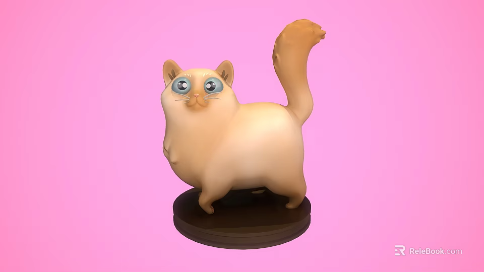 Cute Cartoon Reptile Figurine With Big Blue Eyes Yellow Tail On Black Base Pink Background 3d model 
