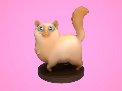 Cute Cartoon Reptile Figurine With Big Blue Eyes Yellow Tail On Black Base Pink Background 3d model