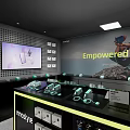Modern Electronics Store Interior Featuring Headphones Display Counter And Large Screen Devices 3d model