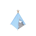 Blue And White Chevron Pattern Kids Tent With Window And Pink Smile Pillow White Cushion